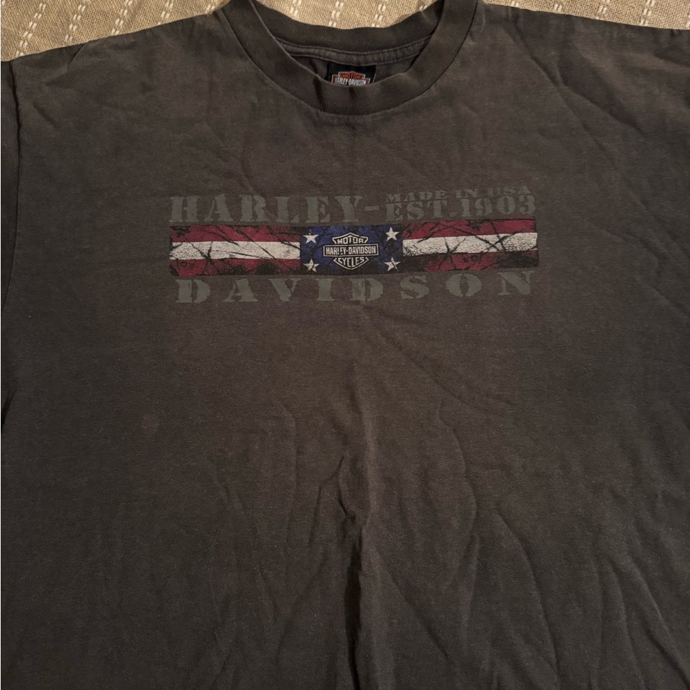 Harley-Davidson Gray Tee with Flag Design XXL